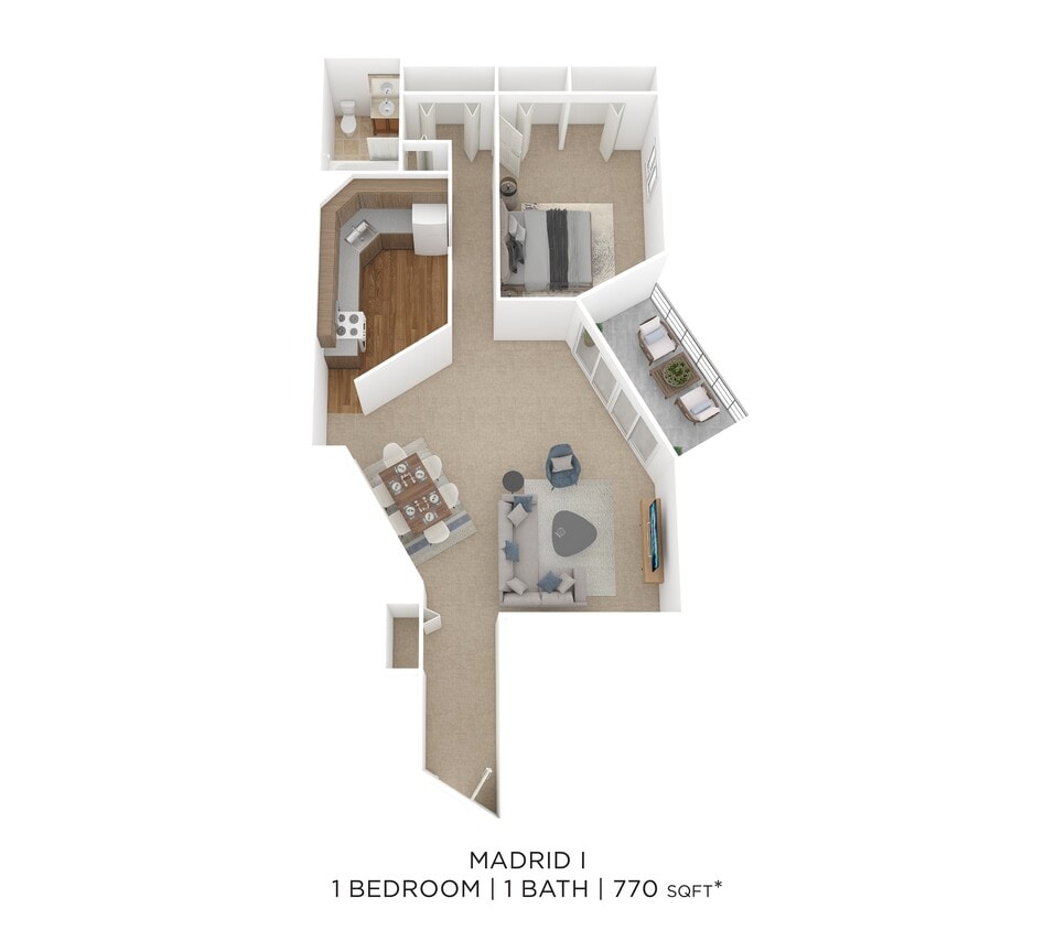 Floor Plan - One Bedroom- 770 sqft