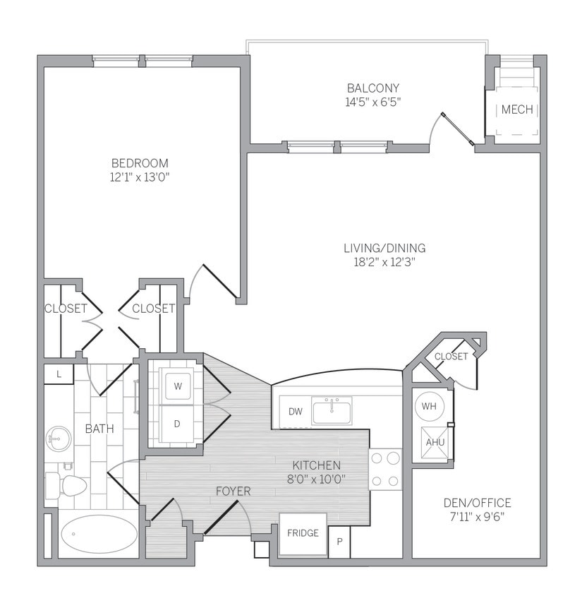 Floor Plan - 2-Bedroom w/ Den Unfurnished