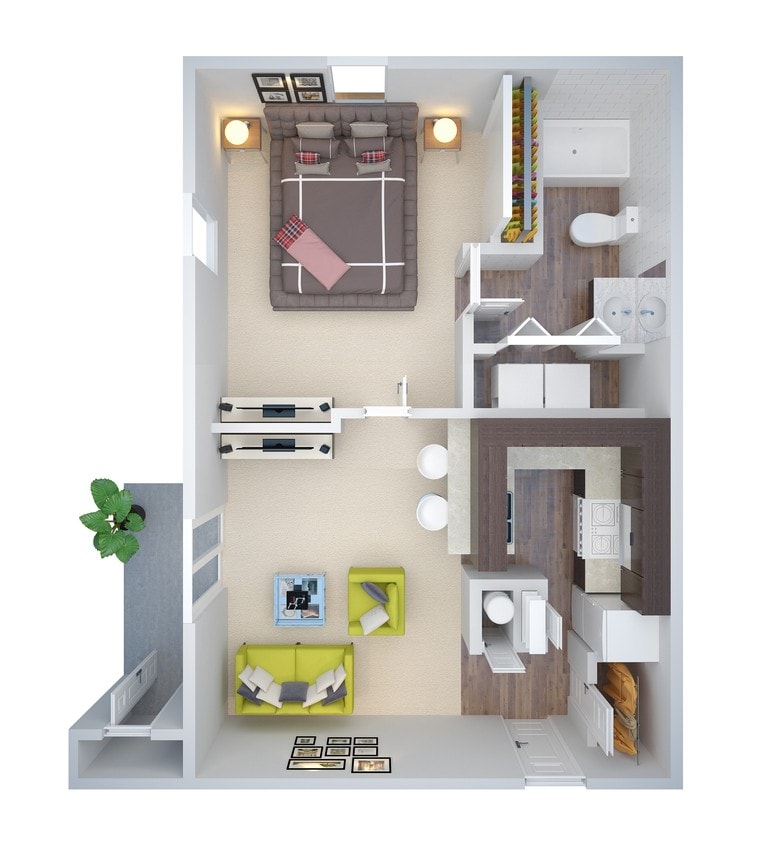 BR_3D_ST2_460Sqft.jpg - Studio 460 sf (st2)