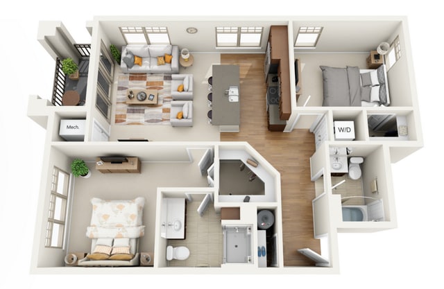 Floor Plan 2E | Wells Street Station | Apartments in Delafield, WI - 2E