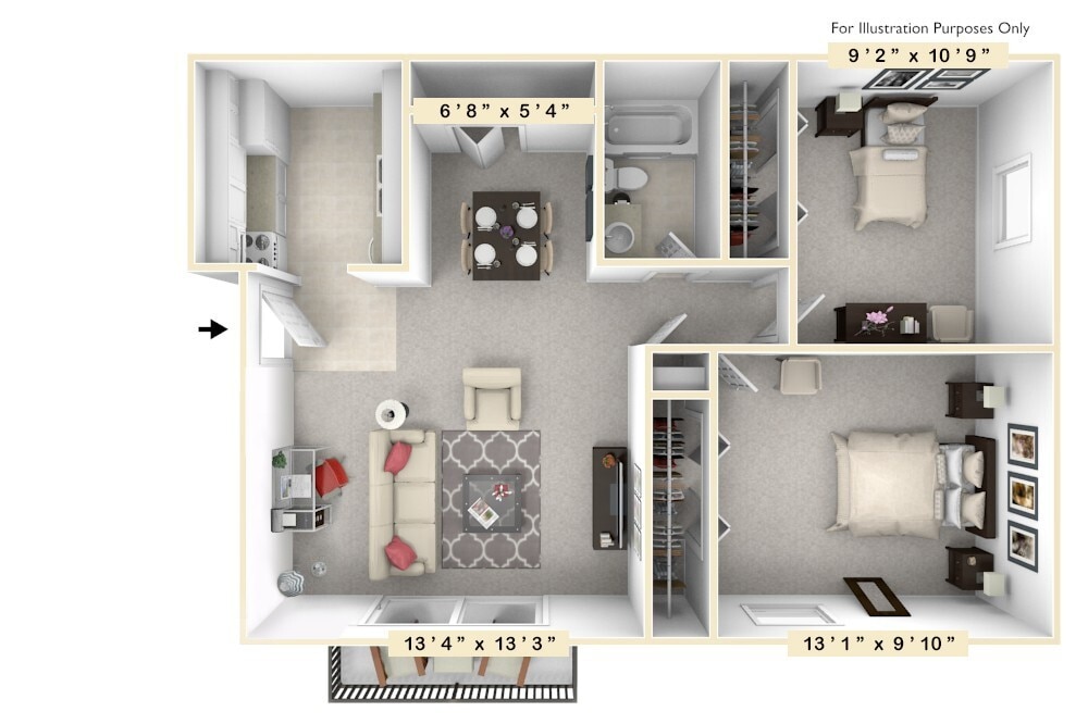 Floor Plan - The Reef 2 BR 1 BA