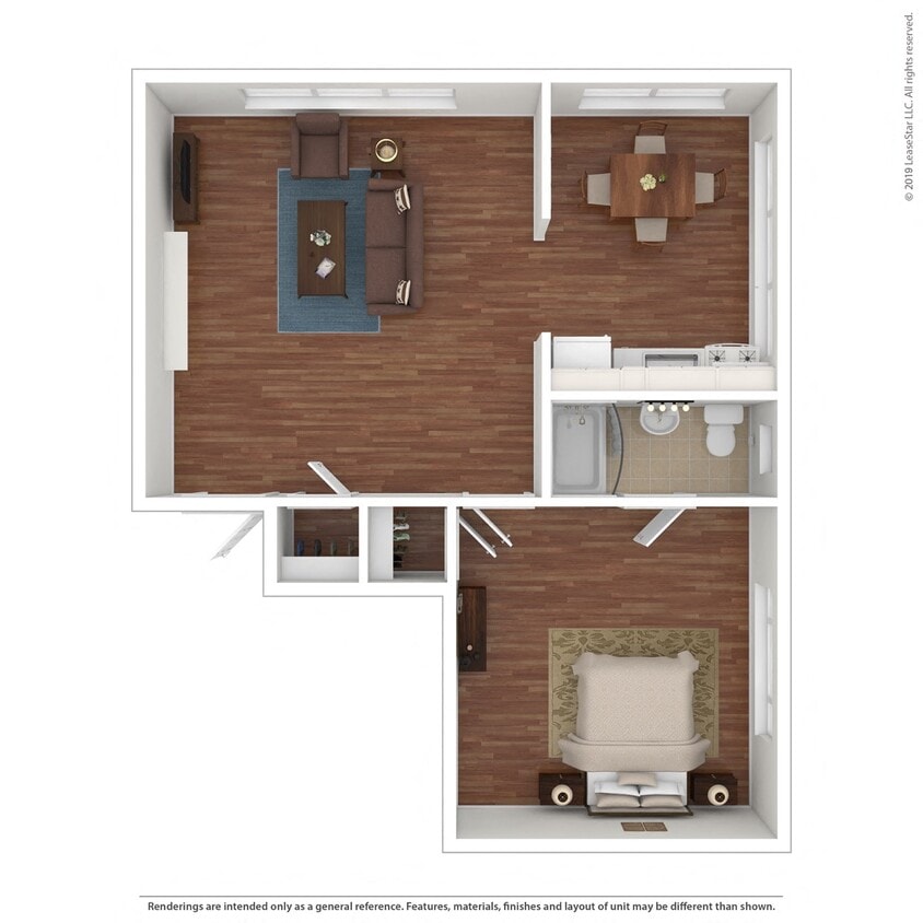 Floor Plan - 1 Bedroom 1 Bath Large