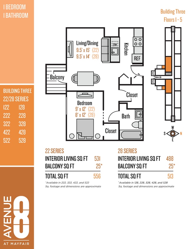 Floor Plan - 22-28 Series 1 Bedroom / 1 Bath