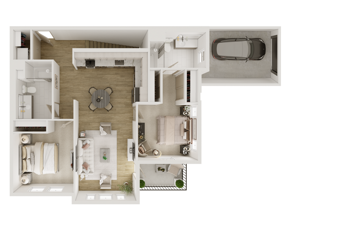 Floor Plan - 2BD 2BTH B1
