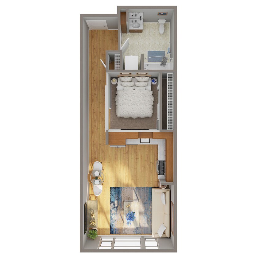 Floor Plan - 1 Bed/1 Bath Open - J