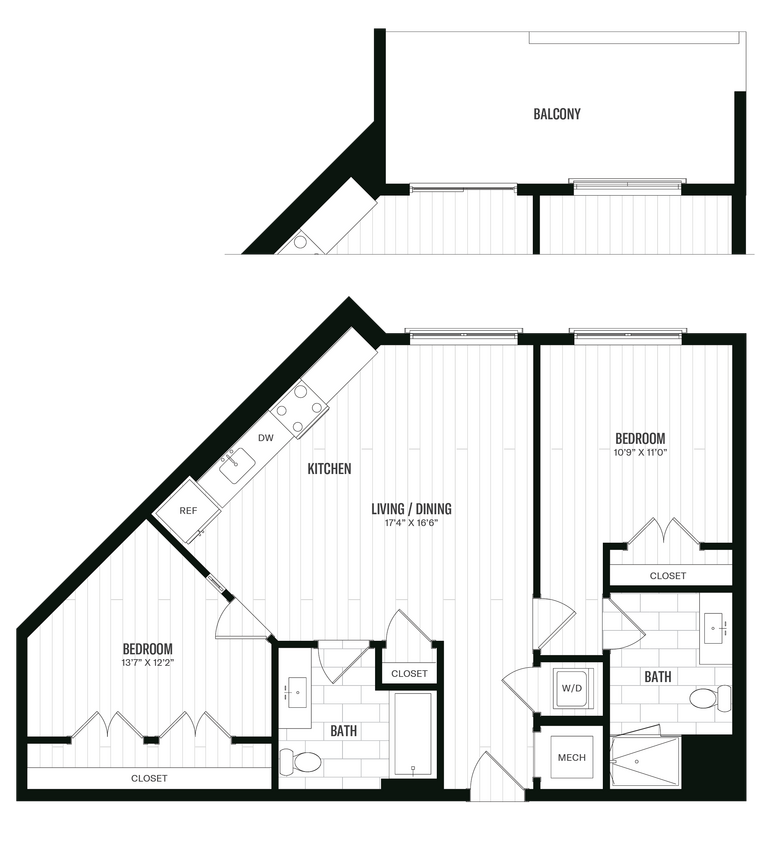 Floor Plan - 2 Bed/2 Bath-B2