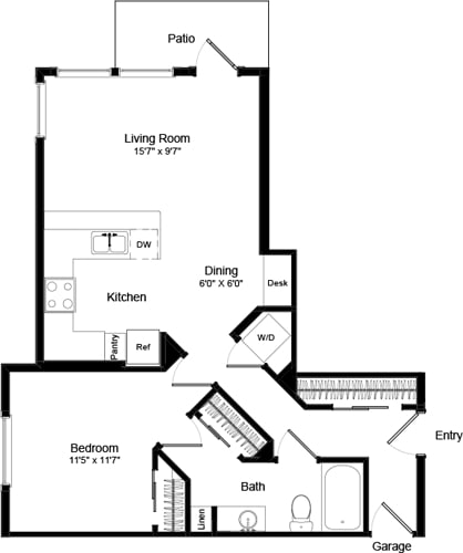 Floor Plan - One Bed A-3 - Phase III