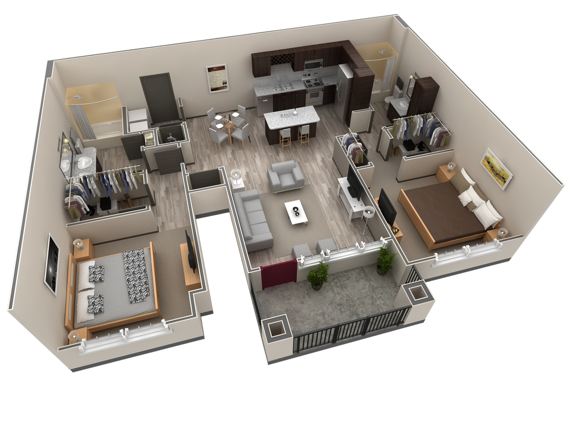 Floor Plan - 2 BR Grand Courtyard Garage