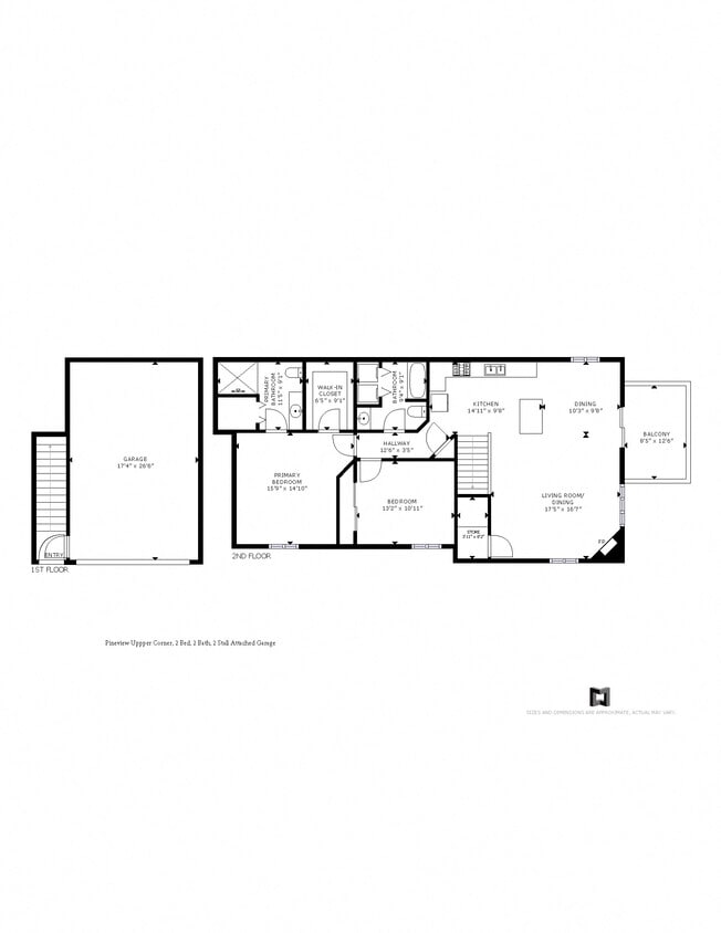 Floor Plan - Pineview: 2 Bed/2 Bath, 2 Car Att. Upper Corner...