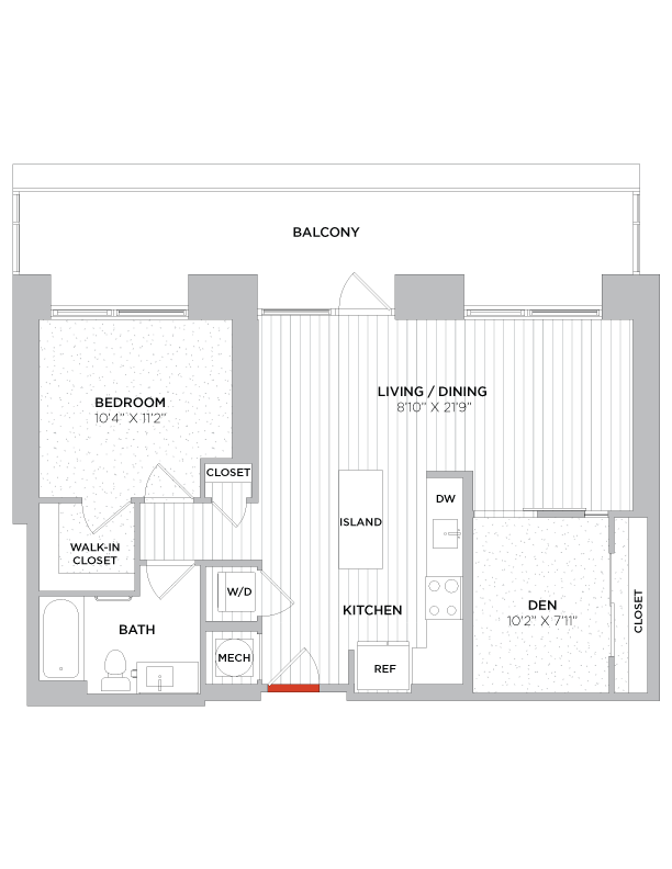 Floor Plan - 1 Bed/1 Bath Den-B04 West