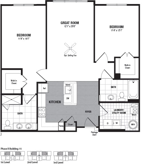 Floor Plan - 2 Bed 2 Bath-J
