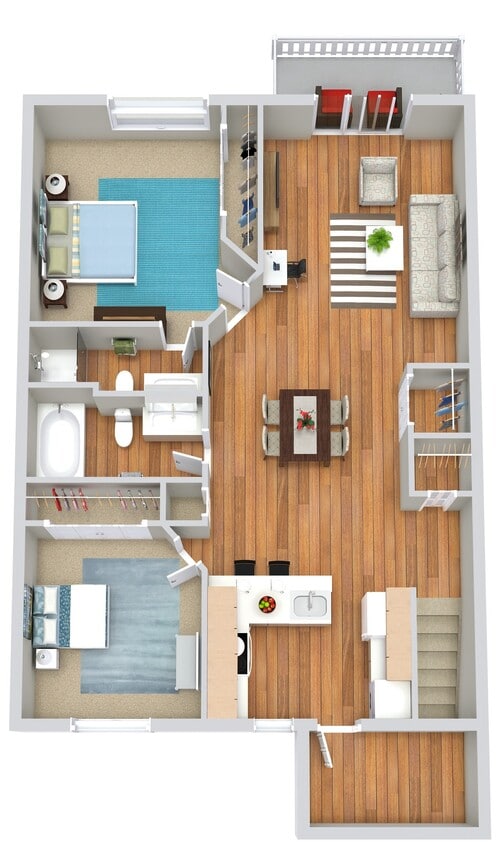 Floor Plan - 2 Beds | 2 Baths Upper