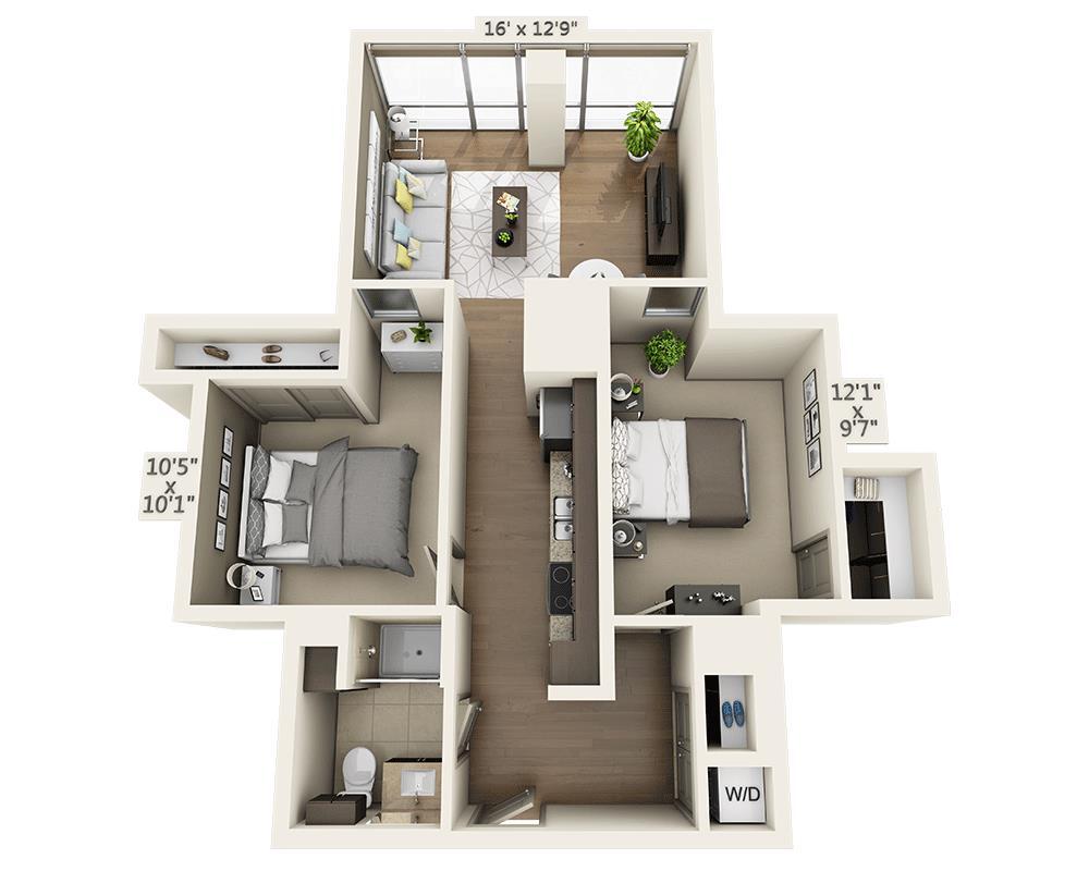 Floor Plan - Two Bedroom B1I