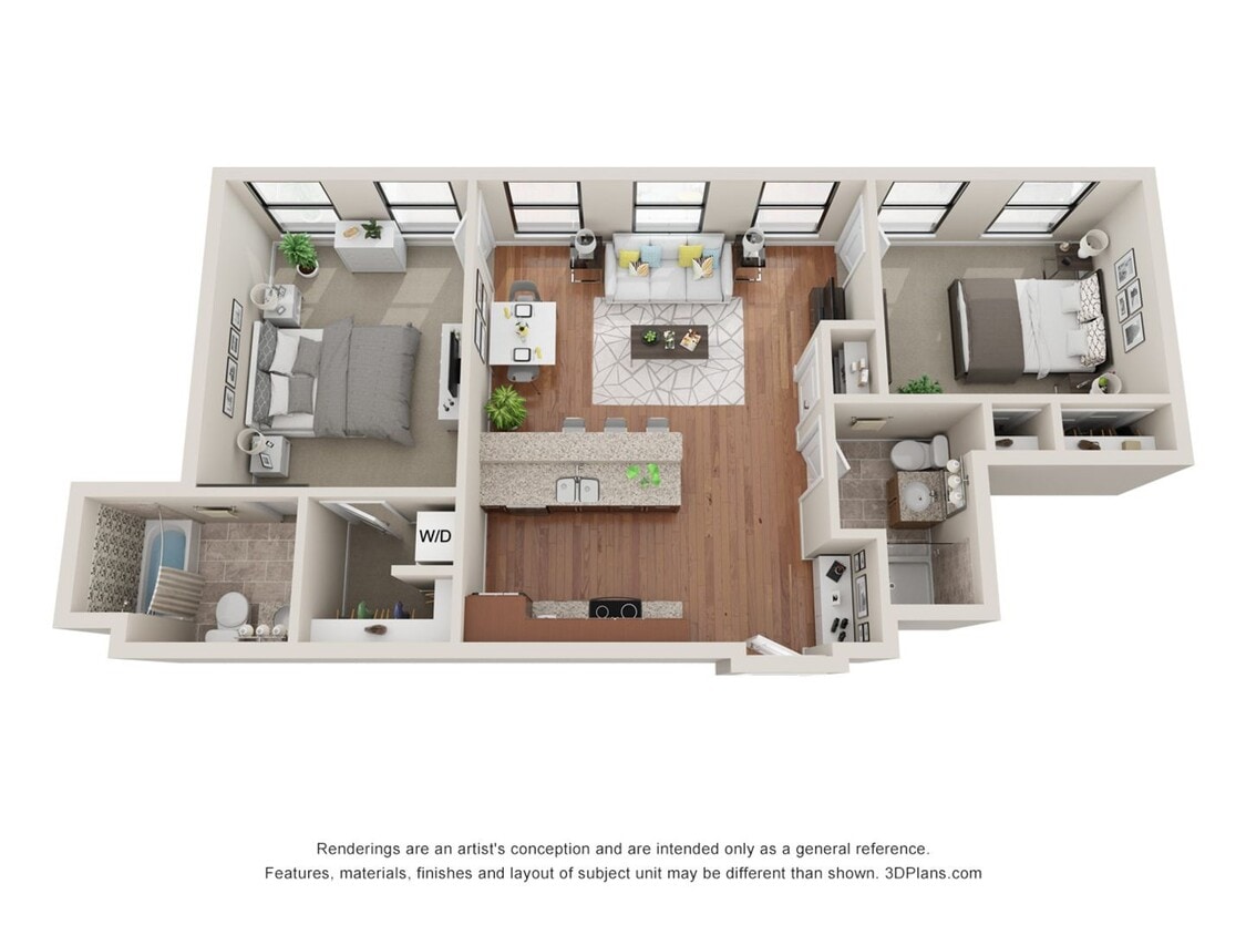 Floor Plan - 2 Bedroom 2 Bath - 894-1344