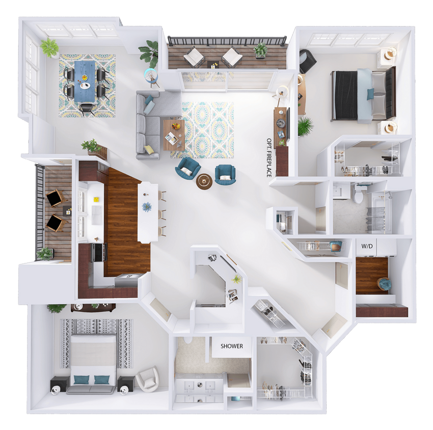 Floor Plan - WestTown - E4 - 2 Bed - 2 Bath
