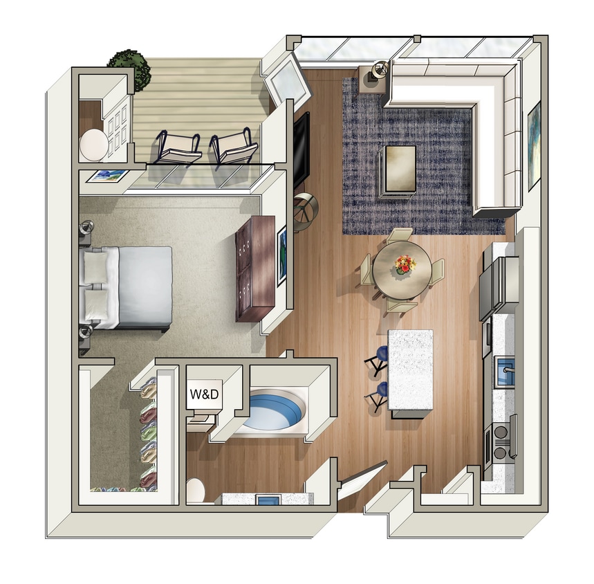 Highline Pointe A2 Floor Plan.jpg - 1 Bedroom, 1 Bathroom