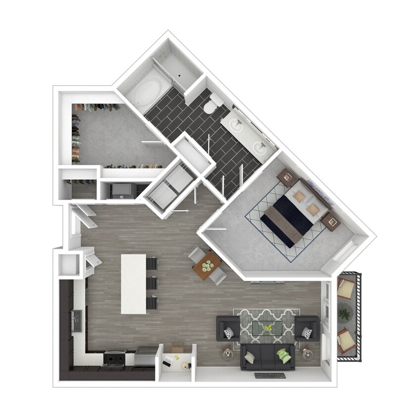 Floor Plan - 1 Bedroom (Corner)