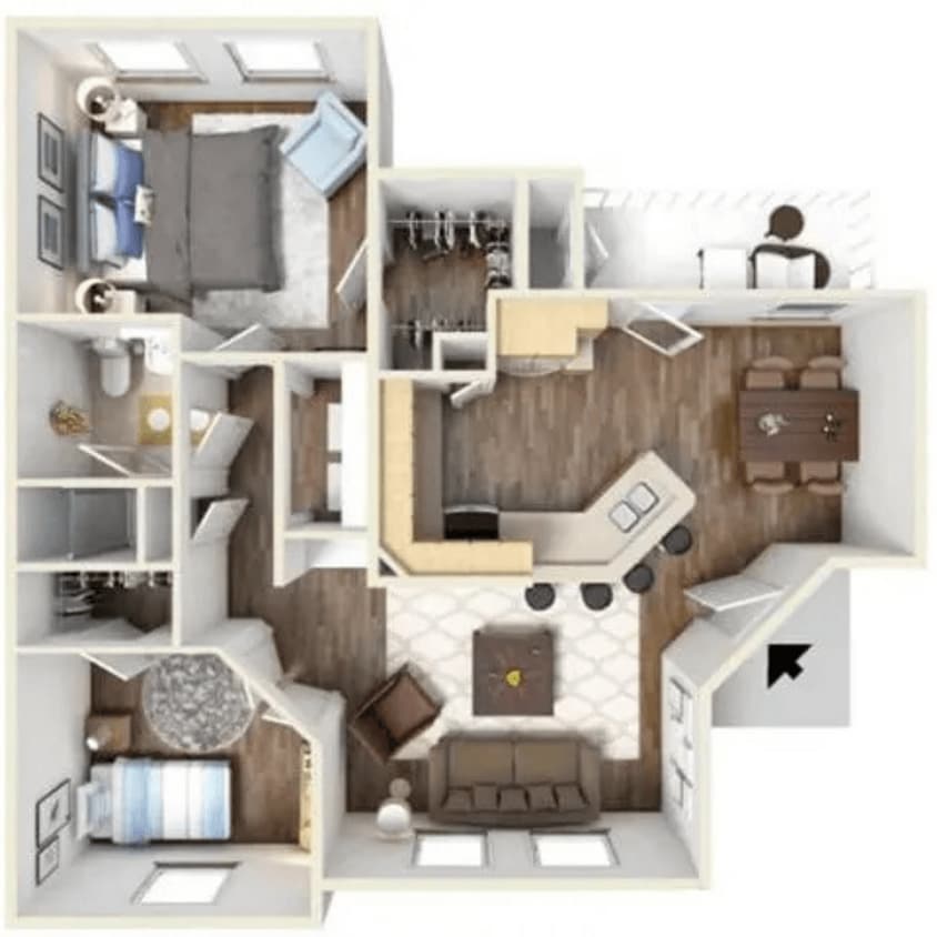 Floor Plan - A2 (1BD + Office)