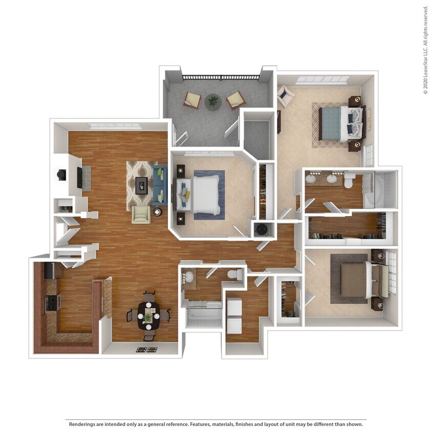 Floor Plan - 3 Bed 2 Bath 1607 SqFt  (1446 Net)
