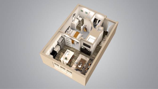 Floor Plan - One Bedroom One Bath 
