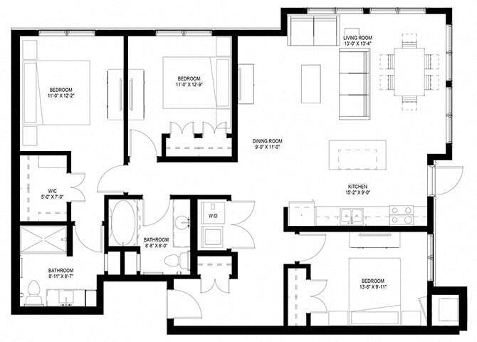 Floor Plan - Three Bedroom - B
