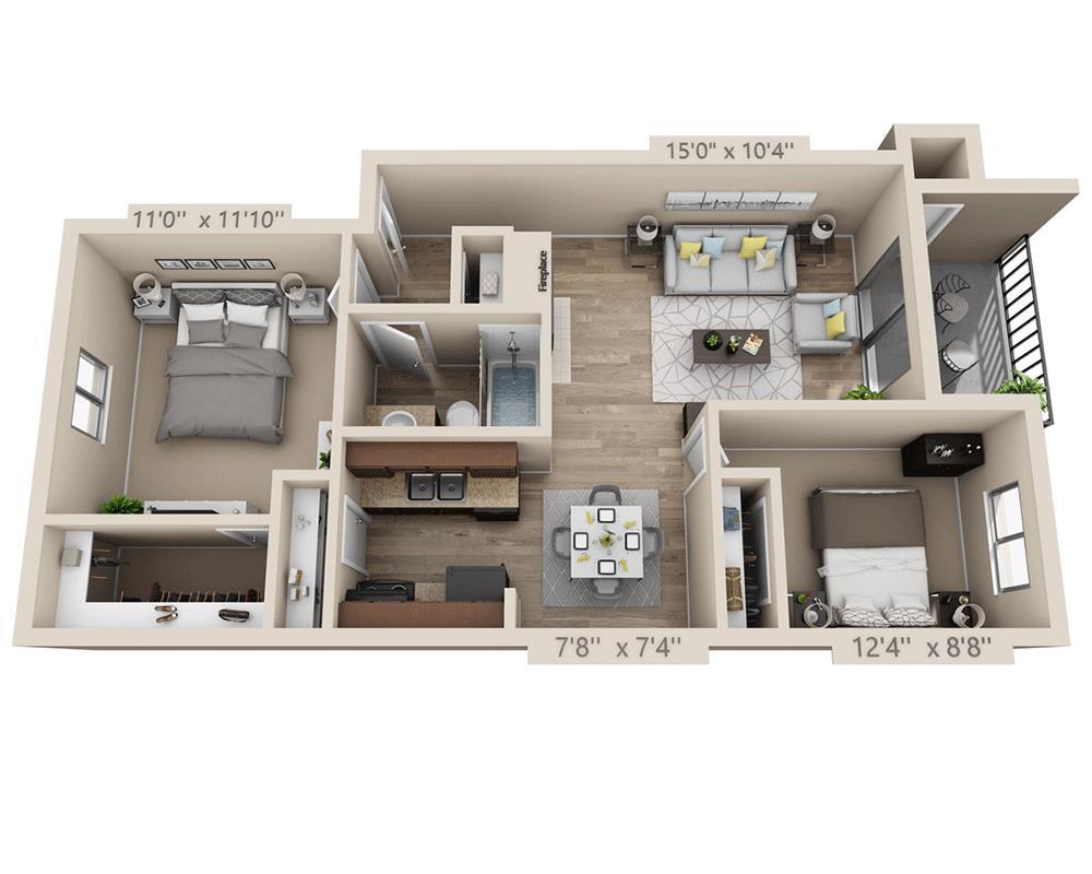 Floor Plan - Two Bedroom B1CT