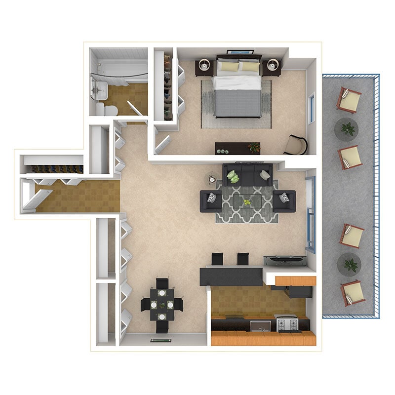 Floor Plan - ONE BEDROOM APARTMENT