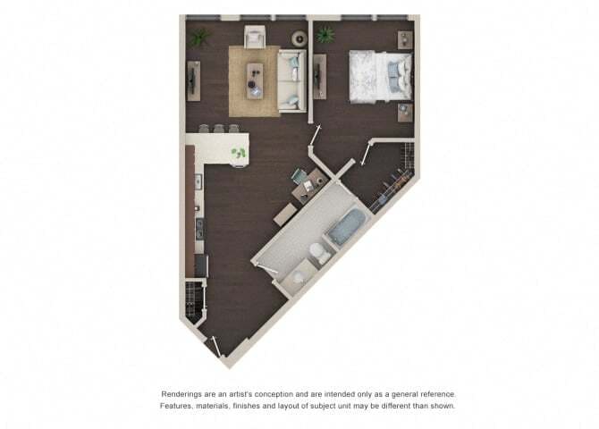 Floor Plan - The Lofts: One Bedroom One Bath