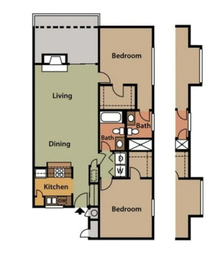 Floor Plan - 2 Bed 2 Bath G