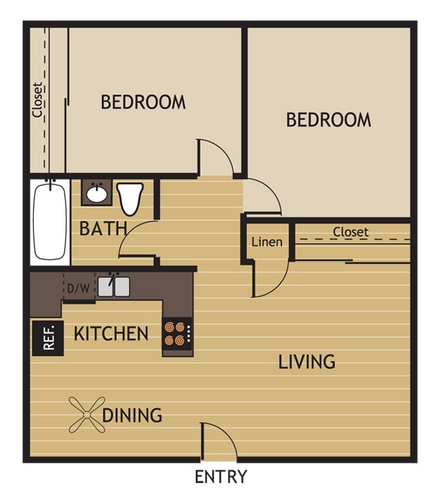 2BR/1BA - 21A