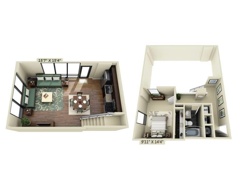 Floor Plan - One Bedroom Loft A1CL
