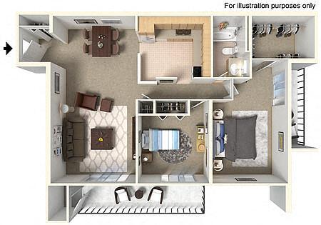 Floor Plan - 2 Bedroom 1 Bathroom