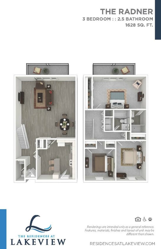 Residences at Lakeview Radner Floor Plan.jpg - 3 Bedroom 2.5 Bathroom