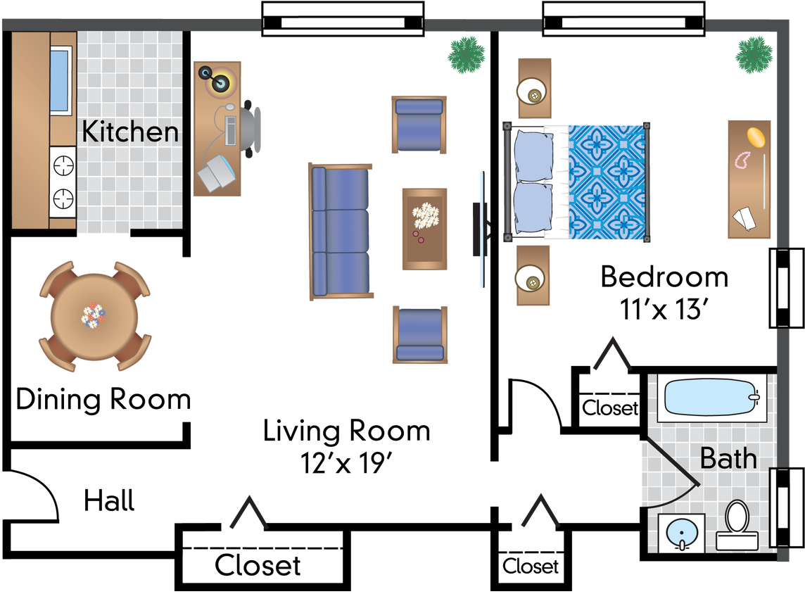Floor Plan - 1 Bedroom 02 Tier 