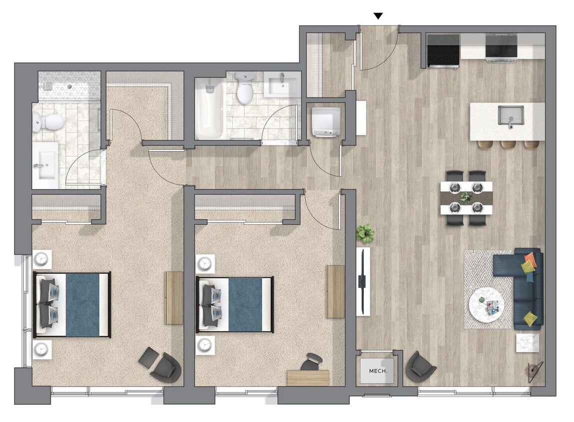 Floor Plan - 2 Bed 2 Bath | Classic DLX