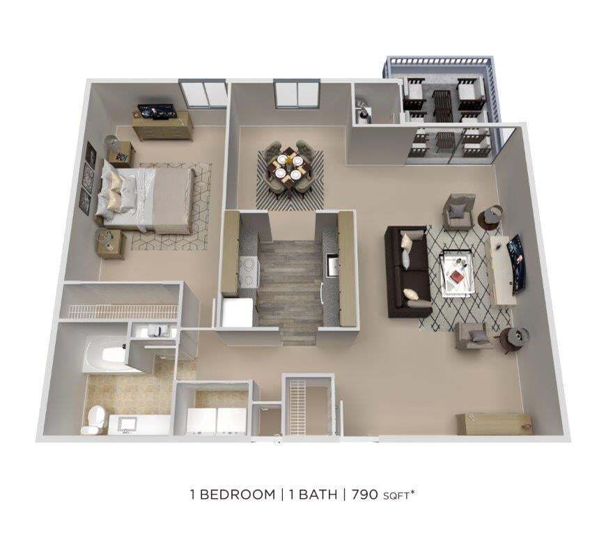 Floor Plan - One Bedroom - 790 sqft