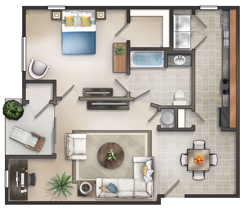 Floor Plan - The York w/Balcony