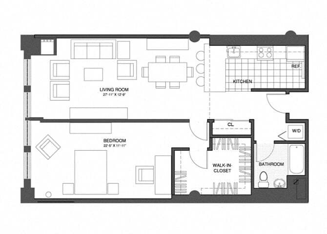Floor Plan - 1 Bed/1 Bath