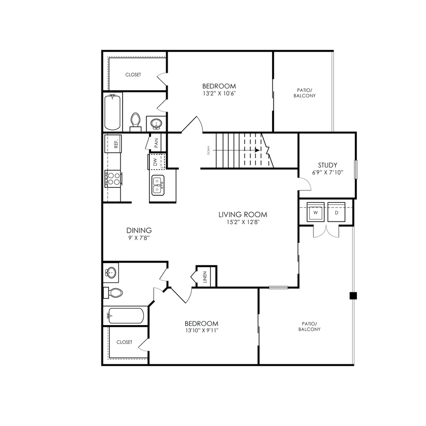 S2-Amberly Place-FP_B2-2B2B+STUDY-1335 SF.png - B2 Renovated
