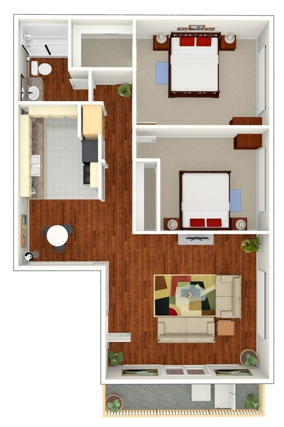 2BR/1BA - 21B