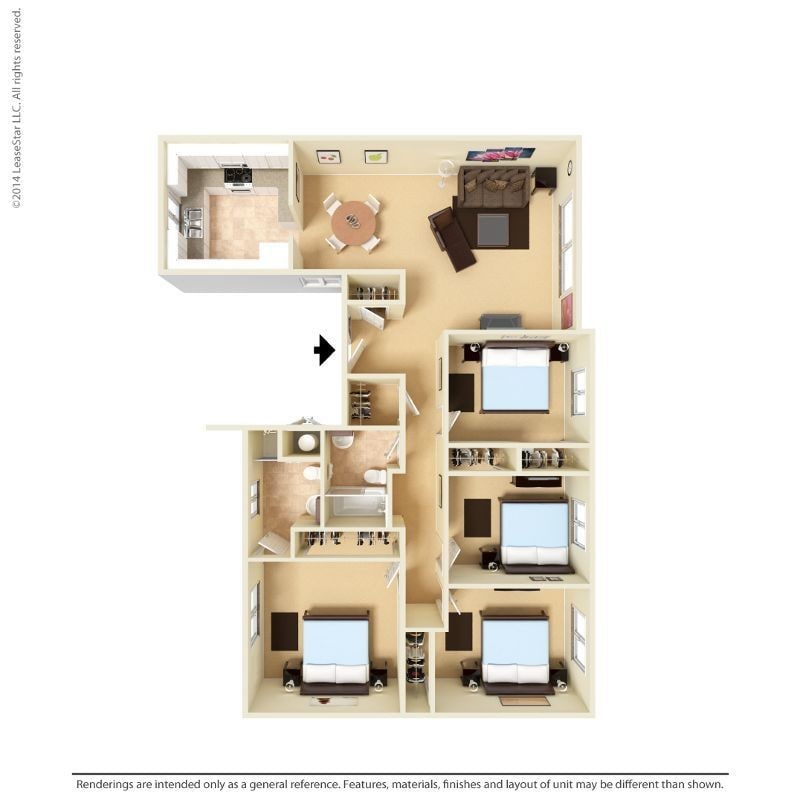 Floor Plan - Small 4 Bed 1.75 Bath Bungalow
