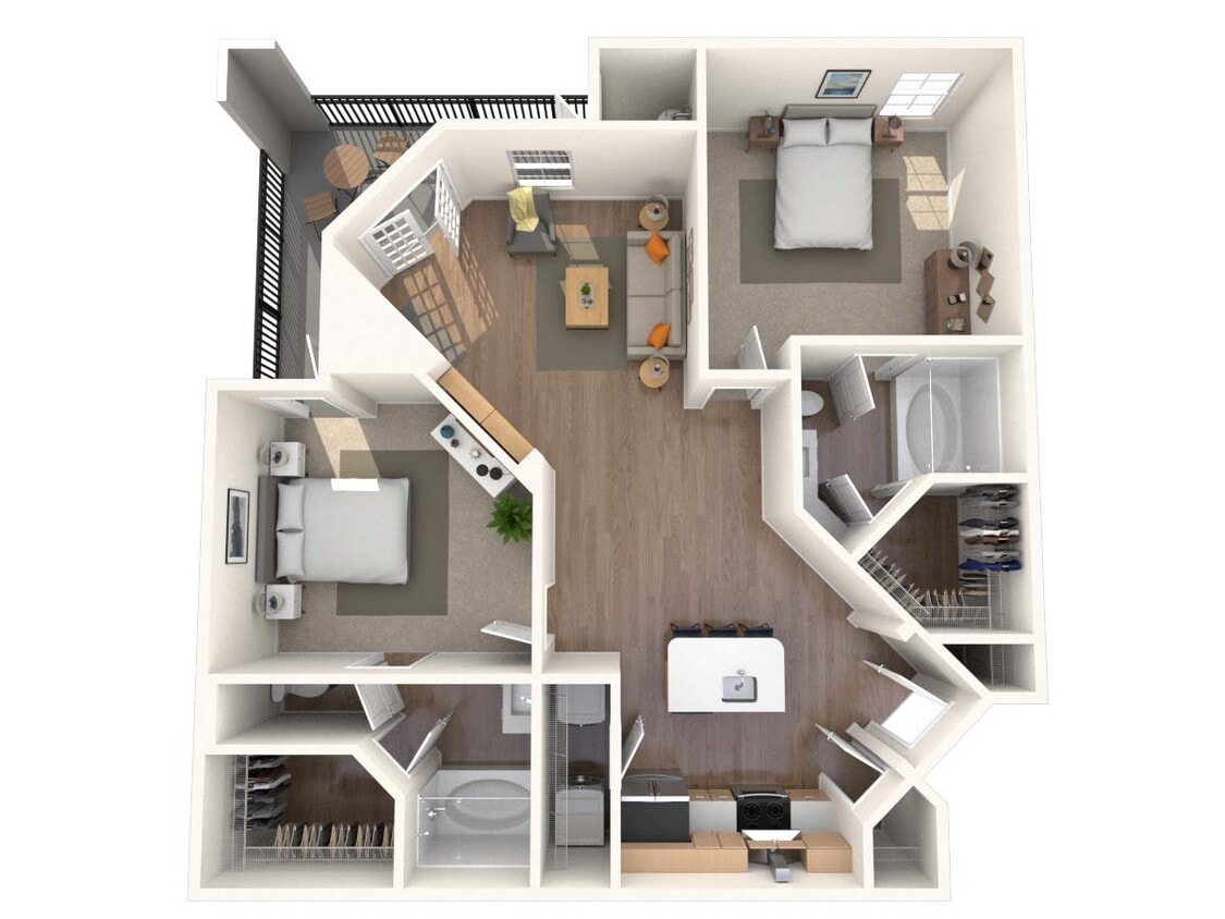 Floor Plan - Traditional 2x2 972 SF