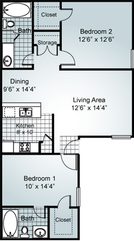 Floor Plan - 2 Bedroom 2 Bathroom