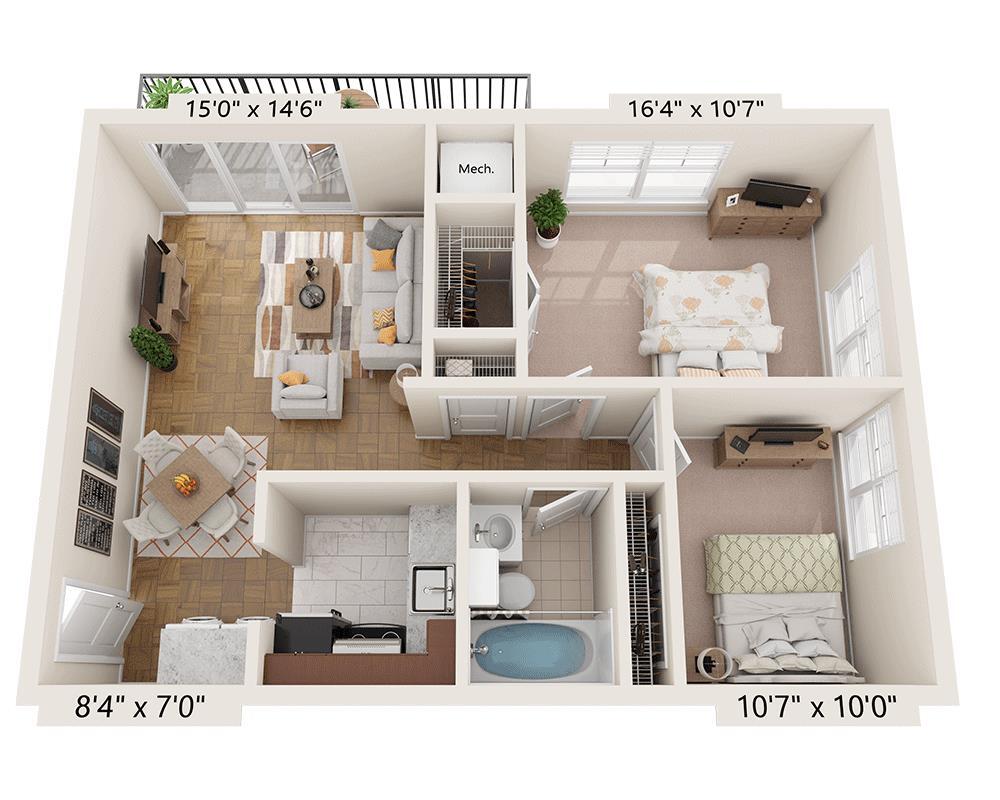 Floor Plan - Two Bedroom B1A