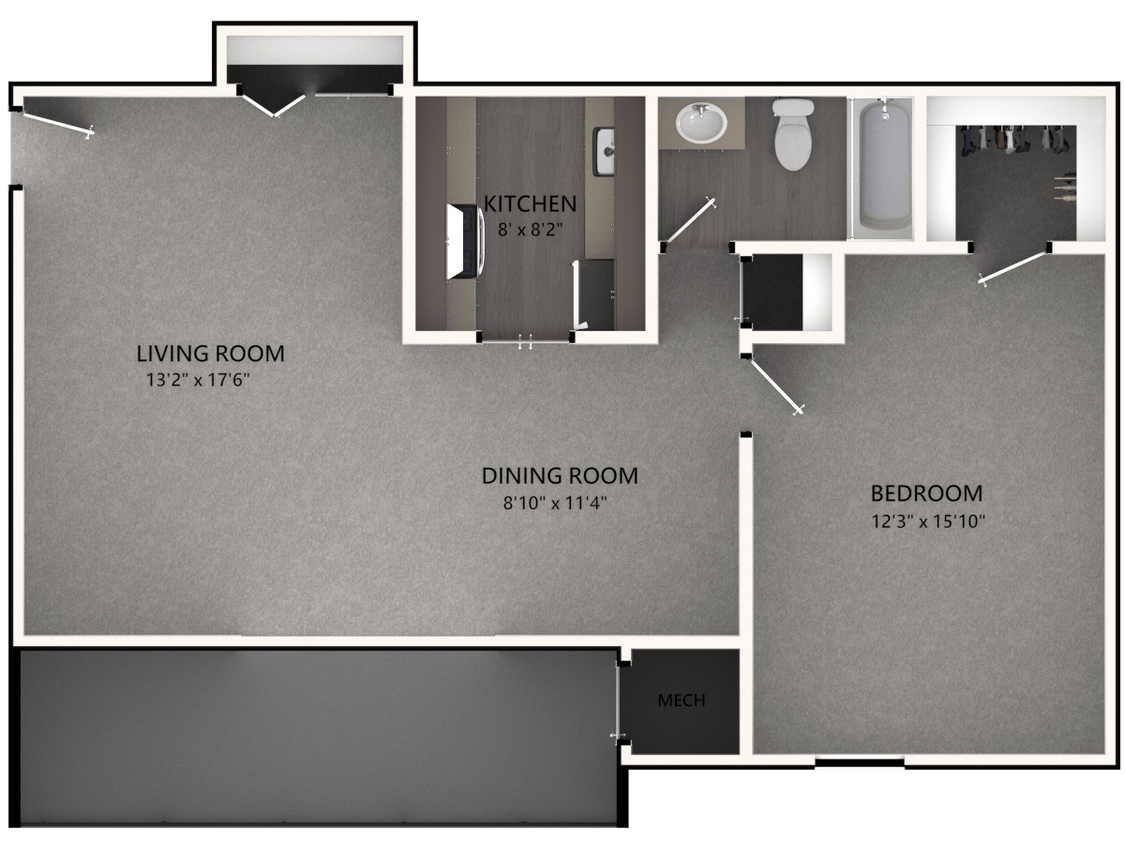 Floor Plan - 1 Bedroom B