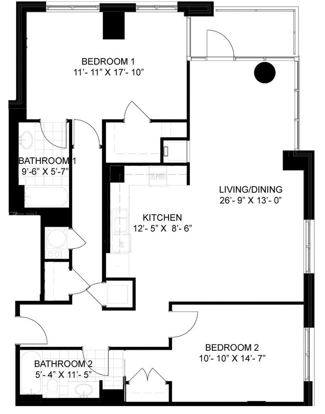 Floor Plan - 2 Bed/2 Bath-C01