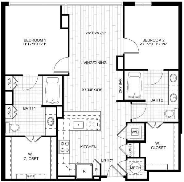 Floor Plan - 2 Bed/2 Bath-T_C05