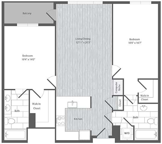 Floor Plan - 2 Bed 2 Bath - B3