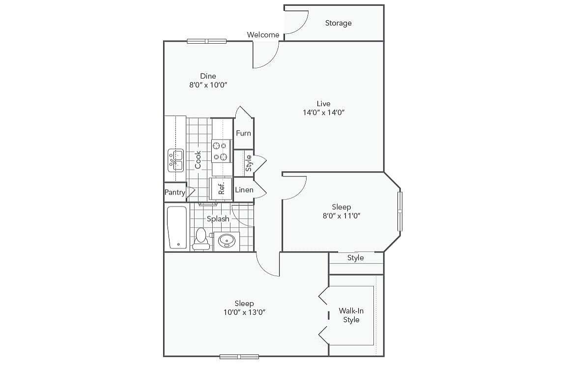 B2 | 2-Bedroom Floorplan - B2
