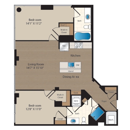 Floor Plan - 2 Bed-2 Bath-C3PH